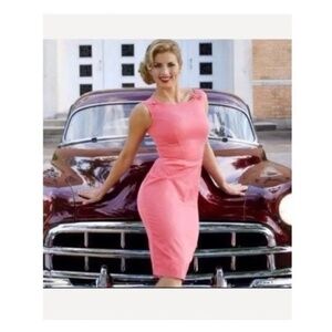 Bettie Page by Tatyana Pink Retro Rockabilly Dress Sz M NEW NWT
